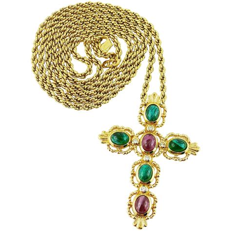 dior cross necklace 1970 s|antique dior jewelry.